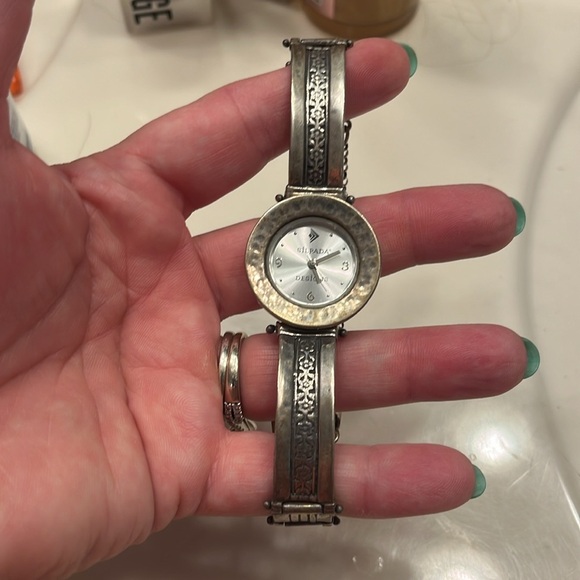 Silpada Watch Sterling and Pearl Rare Vintage Retired T1315 Hammered Silver - Picture 1 of 2
